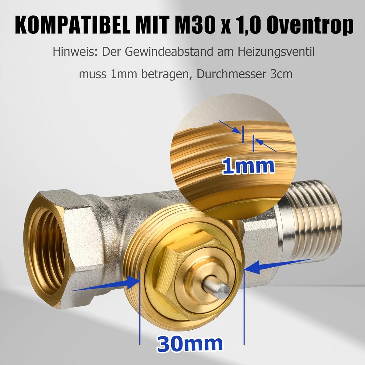 Adapter Thermostaatkop M30x1.0 naar M30x1.5 voor Verwarmingsventielen