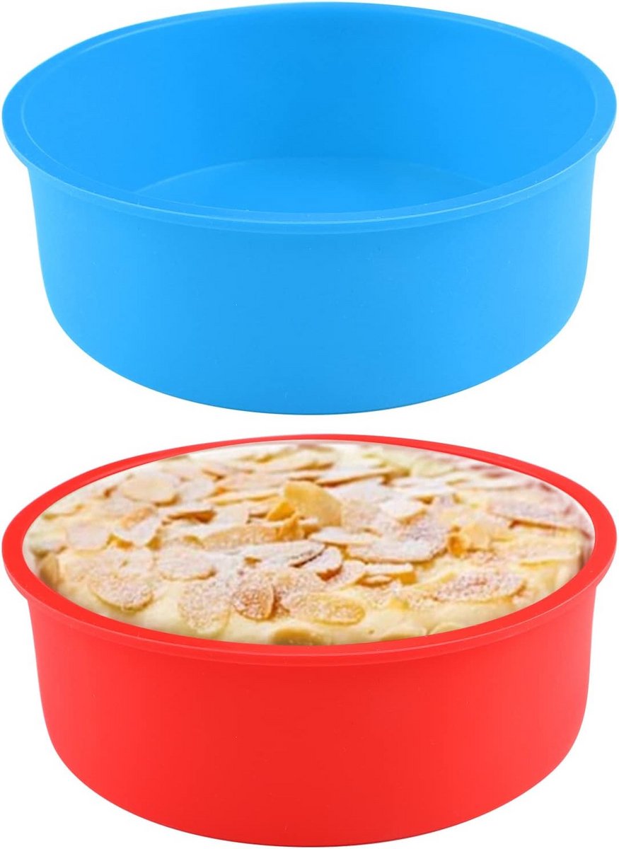 Set van 2 Ronde Siliconen Bakvormen voor Taart, Cake en Cheesecake (15 cm)