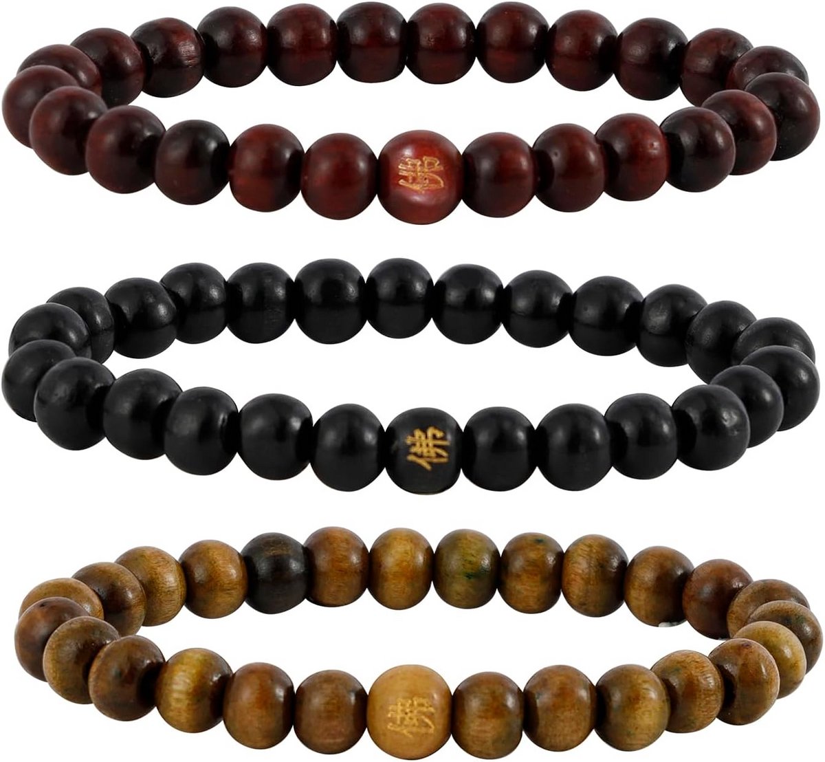 Mala Gebedsketting Houten Kralen Elastische Armband voor Heren en Dames