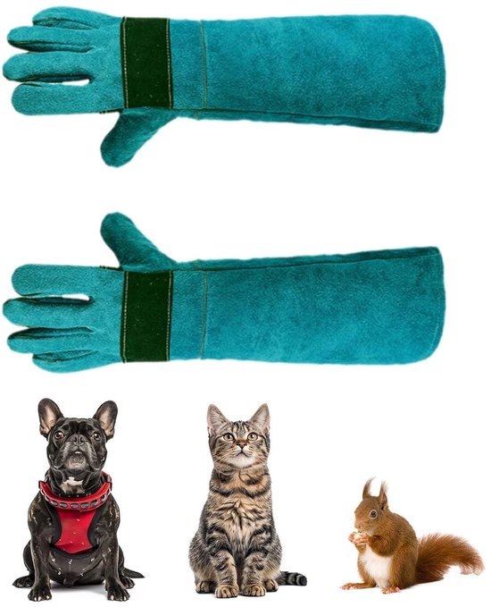 WYYFXY Bijtbestendige dierenhandschoenen, 45 cm, kattenhandschoenen, doornenbestendige handschoenen, anti-bijt, werkhandschoenen, rundleer voor lassen, tuinieren, omgaan met honden en katten WYYFXY Bijtbestendige dierenhandschoenen, 45 cm, kattenhandschoenen, doornenbestendige handschoenen, anti-bijt, werkhandschoenen, rundleer voor lassen, tuinieren, omgaan met honden en katten