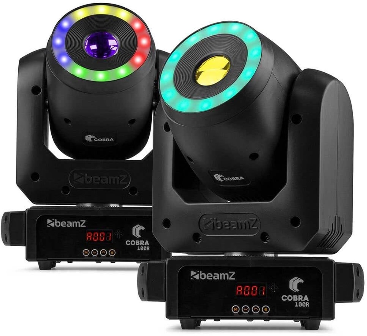 BeamZ Cobra 100R LED set van 2 spot moving heads met ring - 100W