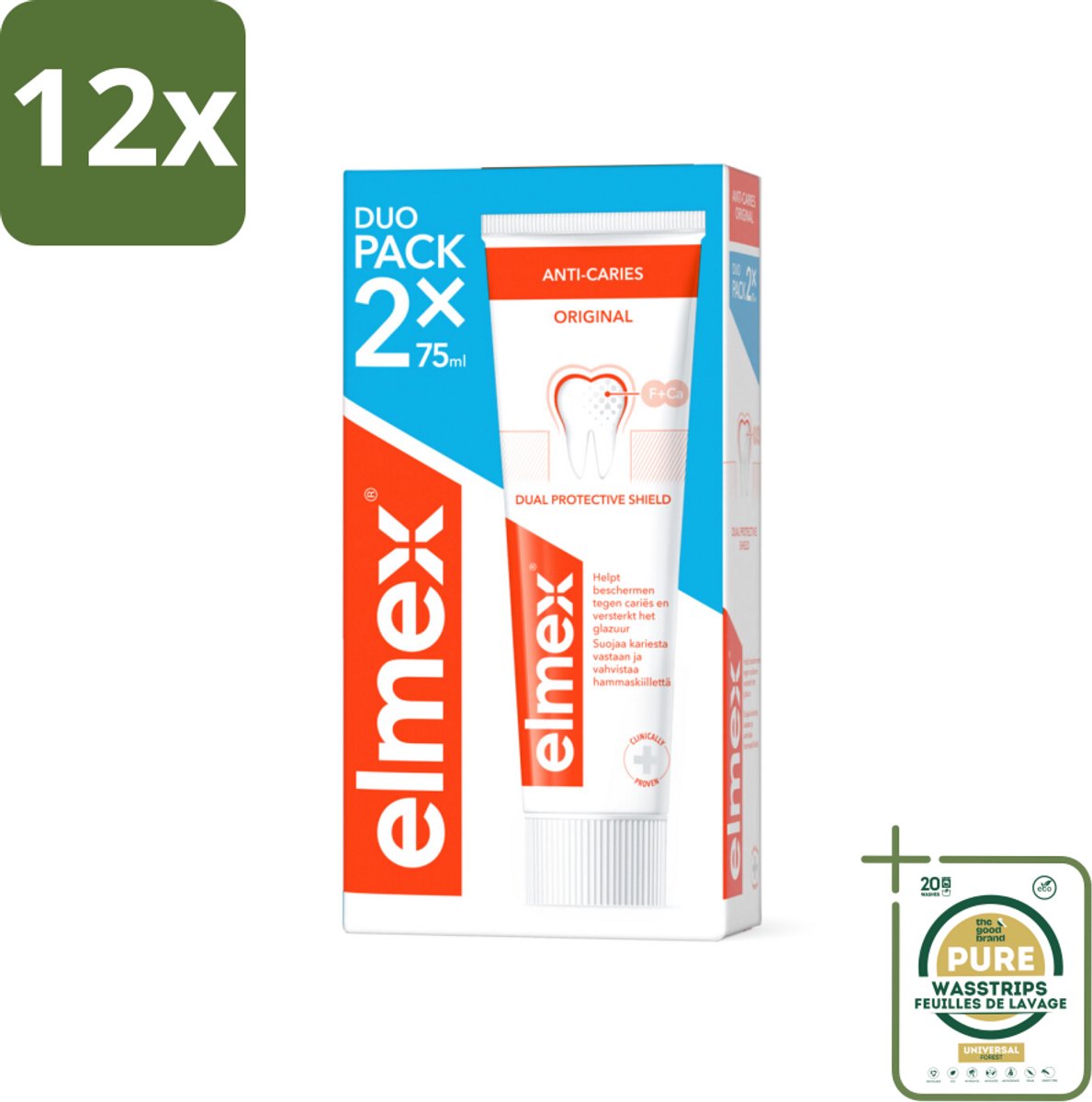Elmex – Tandpasta – Anti-Cariës – 2x75 ml - Voordeelverpakking - 12 stuks - Cariësbescherming - Tanden versterken