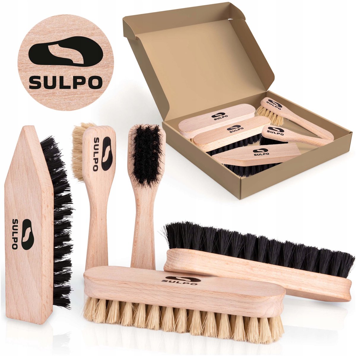 Schoenpoets Set: 5 Delige Borstel & Applicator Set voor Leer