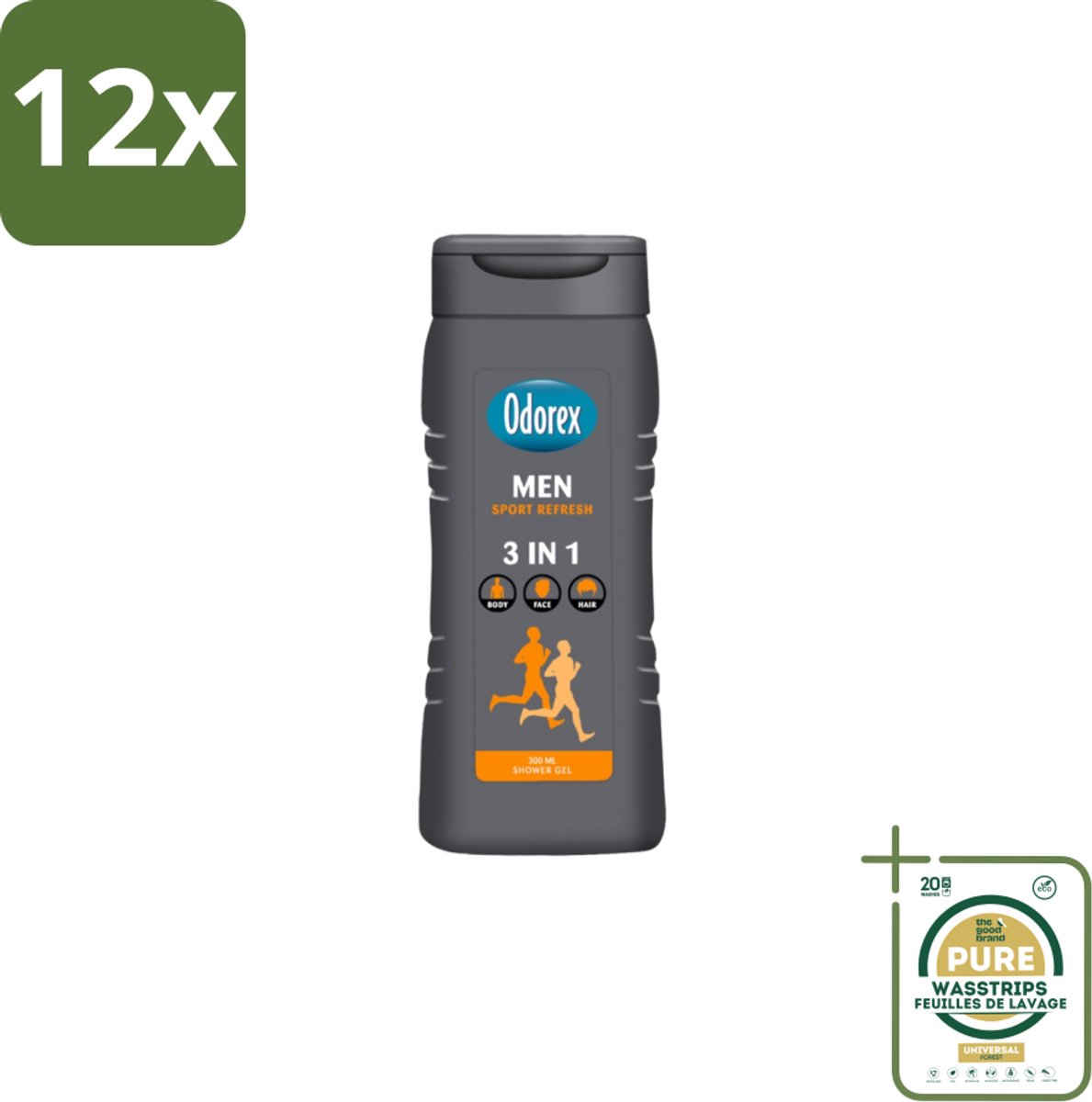 Odorex – Douchegel – For Men Sport Refresh – 300 ml - Voordeelverpakking - 12 stuks - Frisse douchegel - Citrusgeur