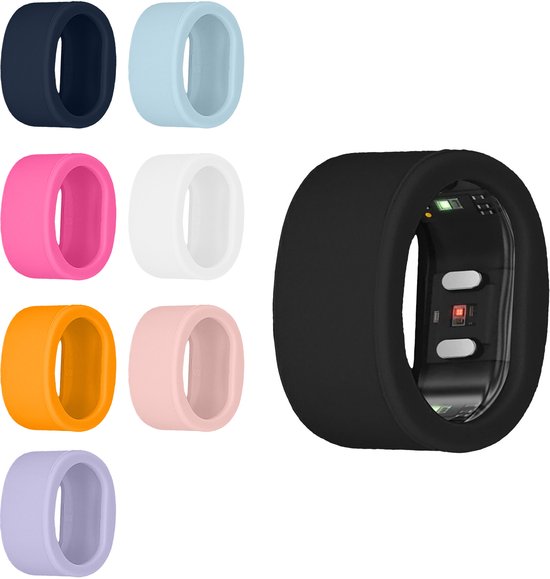 kwmobile 8x smart ring case geschikt voor RingConn Gen 2 SmartRing - M size 9 10 11 hoesje - Siliconen cover voor smartring - Slimme ring hoes in meerkleurig