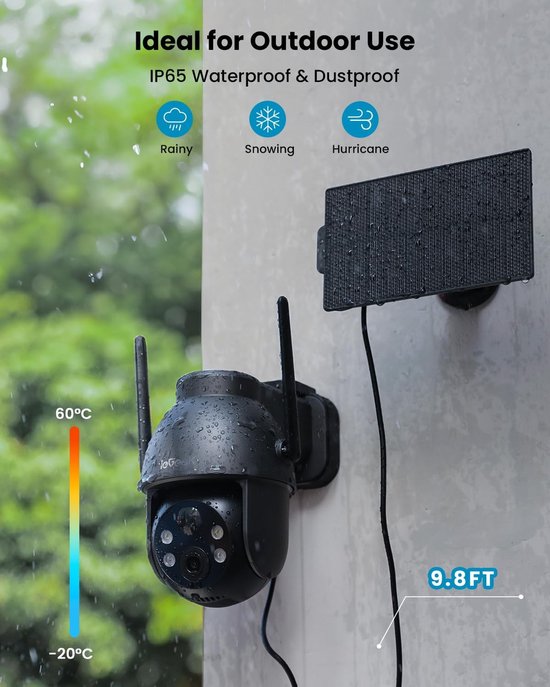 ieGeek 2K PTZ Bewakingscamera Buiten Draadloos met Batterij, Solar WiFi Beveiligingscamera voor thuis met Zonnepaneel en PIR Bewegingsdetectie, Kleuren Nachtzicht CCTV IP Camera Security - zwart - 3 stuks van ieGeek — afbeelding 3