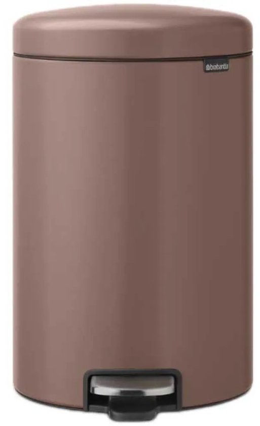 Bruine Brabantia NewIcon prullenbak met metalen trapper.