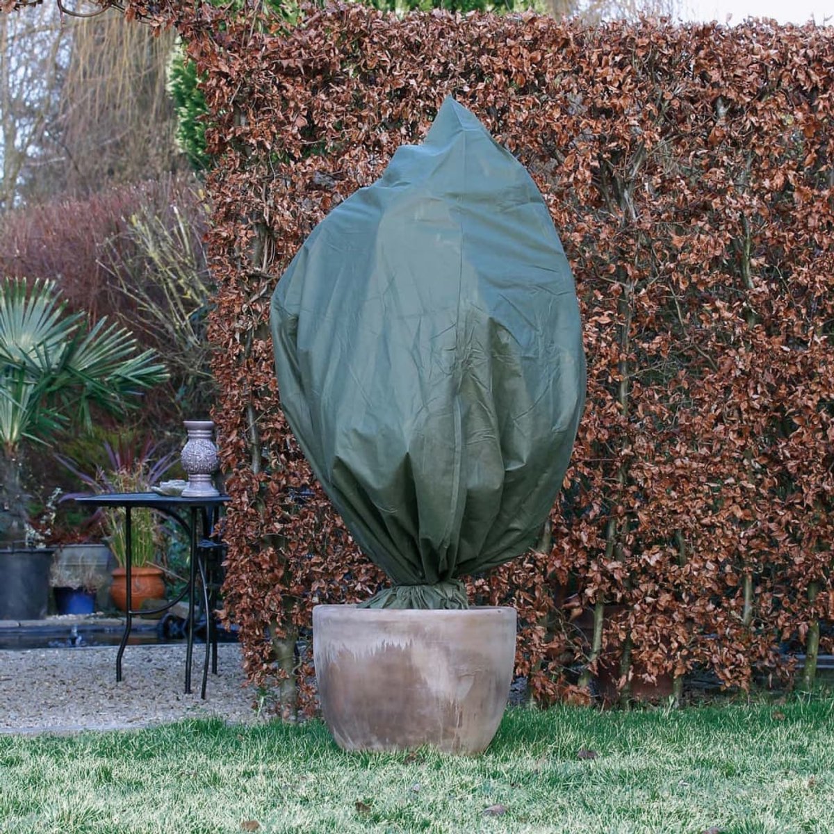 Nature - Winterhoes - H150 x Ø75cm (2 stuks) - groen - afdekhoes - met aantrekkoord