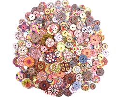 300 stuks - knopen - Kleding Knopen - Knopen naaien - ronde kinder knopen - 2 gaten - houten naai knopen - voor naaien, knutselen, DIY handgemaakte ornamenten - 15 mm, 20 mm en 25 mm, 100 stuks per stuk