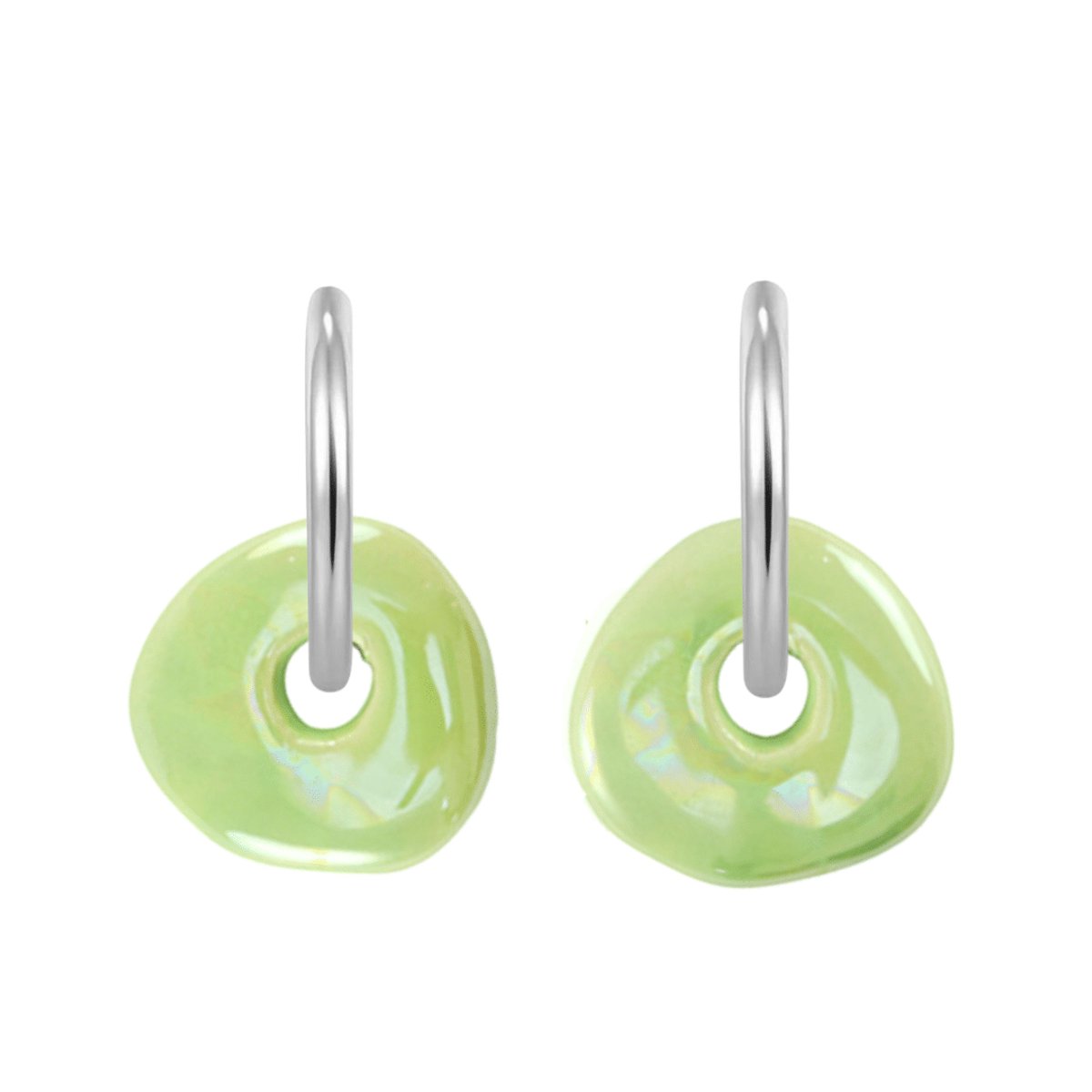 Planet Pink - Hoop oorbellen frog zilver - Stainless Steel - Roestvrij Staal rvs - Waterproof
