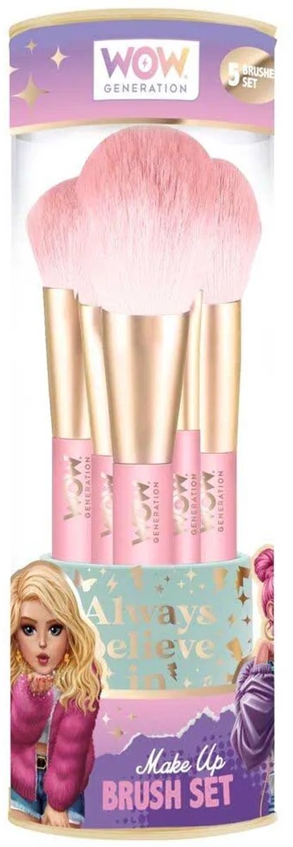 Wow Generation Silicone Set Van 5 Make-up Kwasten Met Beker Roze