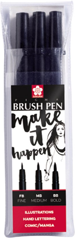 Sakura Pigma Brush Pen noir - 3 épaisseurs