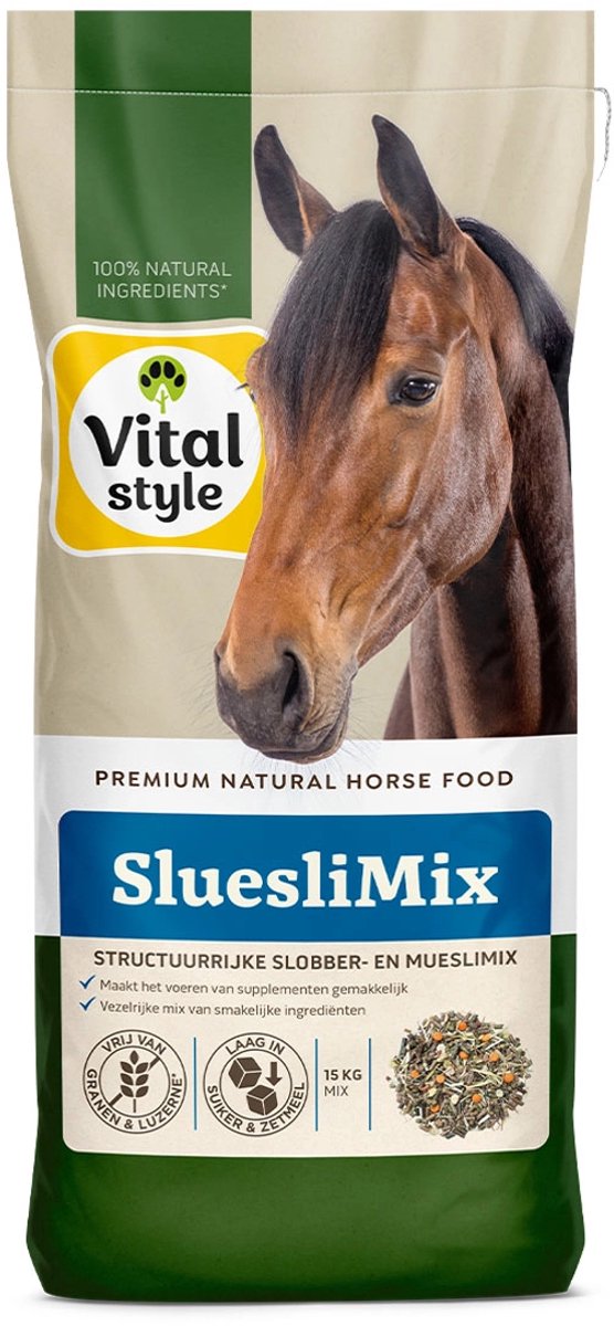 VITALstyle Slueslimix - Luxe En Gezonde Muesli & Slobber In Één - Met o.a. Lijnzaadschilfers & Chichorei - 15 kg