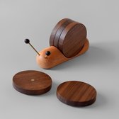 Houten onderzetter set | houten onderzetters met slakkenvorm
