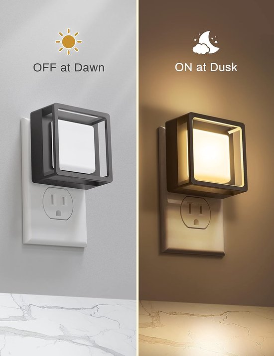 LED Nachtlamp Set - Inbouw Nachtverlichting met Dagtotdonker Sensor - Dimbaar en Instelbare Helderheid - Voor Badkamer, Gang, Slaapkamer - Kinderkamer Nachtlamp - Voor Gezinnen met Kinderen - Nachtlampje - Zacht Wit - 2 Stuks van Merkloos — afbeelding 2