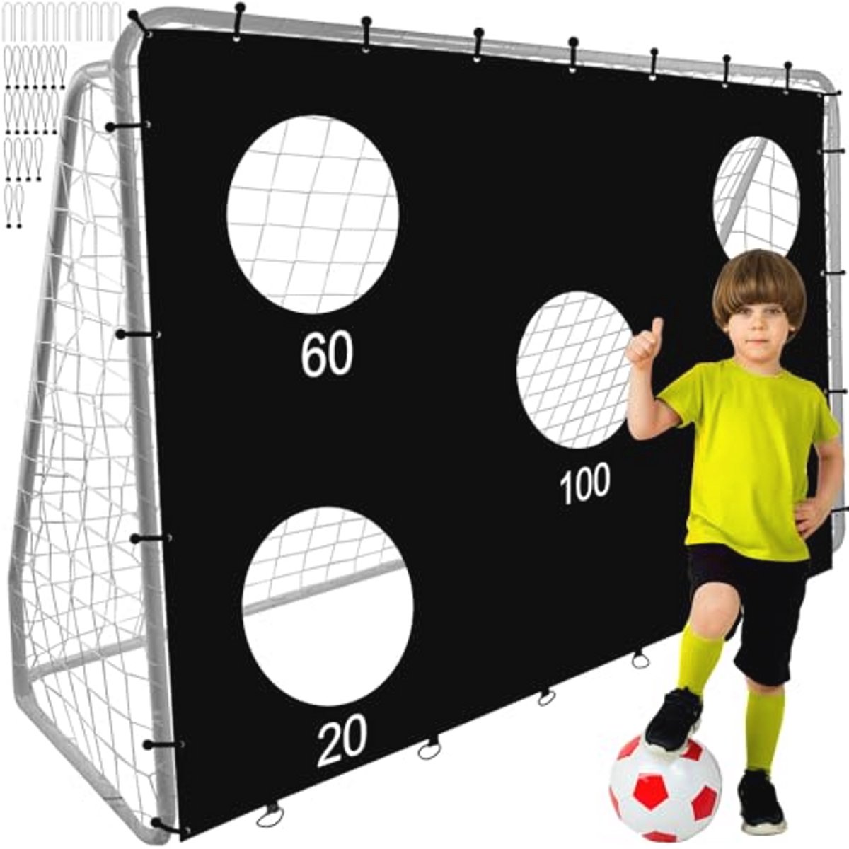 Groot voetbaldoel 240 x 170 x 85 cm met doelzeil - Ideaal voor trainingen en precisieschoten voor kinderen en volwassenen