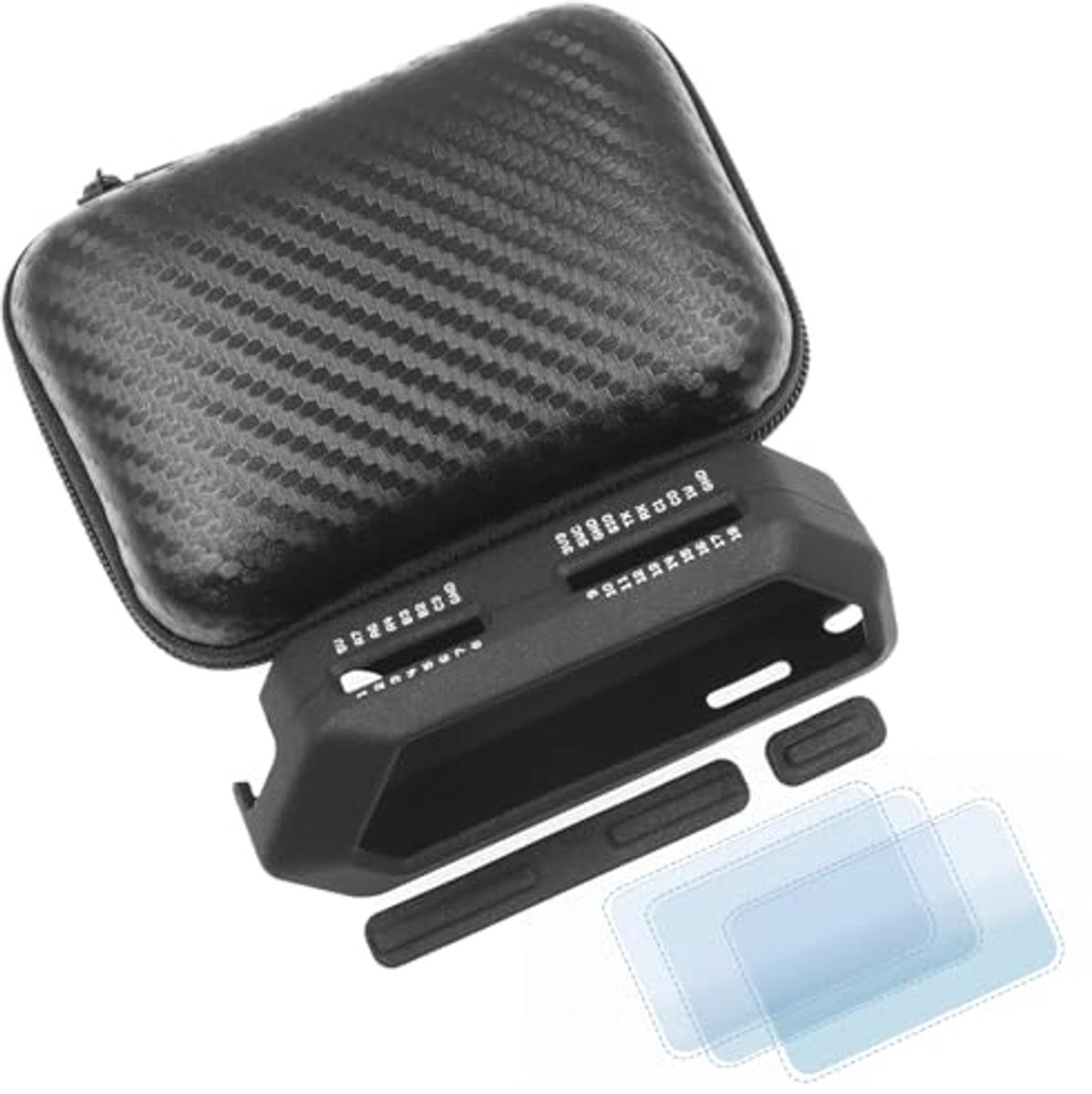 5-in-1 Beschermende Accessoires Set voor Flipper Zero - Zwarte Set met Zachte Siliconen Hoes, EVA Draagtas, Screen Protectors en Stofpluggen