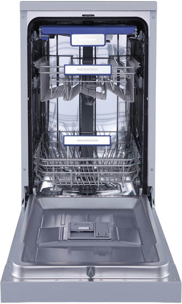 Heinner HDW-FSM45710AXD+++ Slim Vaatwasser 45 cm - Vrijstaand - 10 Couverts - 49 dB Stil - 7 Wasprogramma’s - Extra Droog & Dual Zone - AquaStop - RVS - 5 Jaar Garantie — afbeelding 3