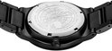 Achterkant van een zwart titanium horloge met BERING SOLAR-logo, Full Titanium, Sapphire Crystal en 10 ATM waterbestendigheid.