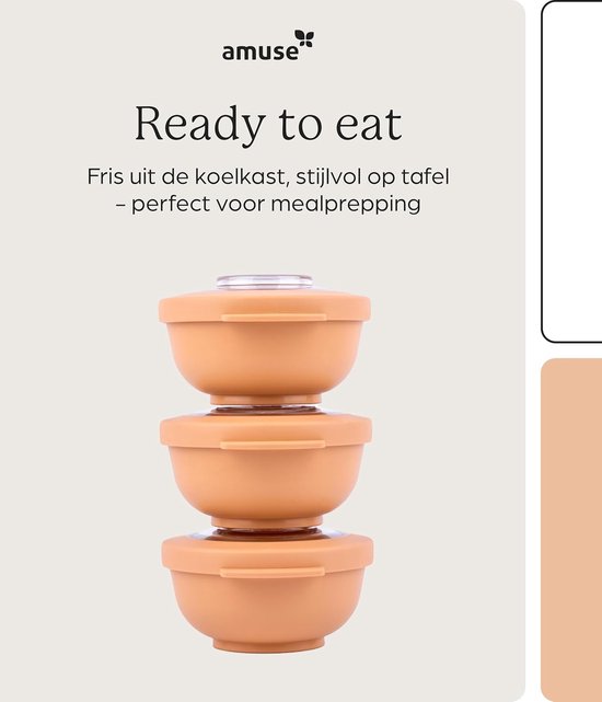 Coffret Amuse Tylla Peach Snack - 3 x 200 ml - Boîtes à goûter refermables Perfect - À emporter - Oranje