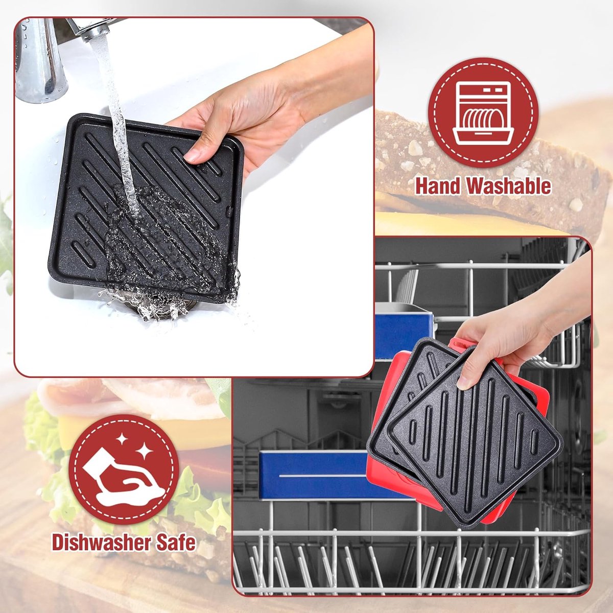 Tosti Apparaat - Sandwich Maker - Tosti Broodrooster - Magnetron Sandwich Maker Silicone - 16 X 16 Cm - Met Verwijderbare Aluminium Platen - Voor Sandwich Home Travel Office Dormitory Rv — afbeelding 2