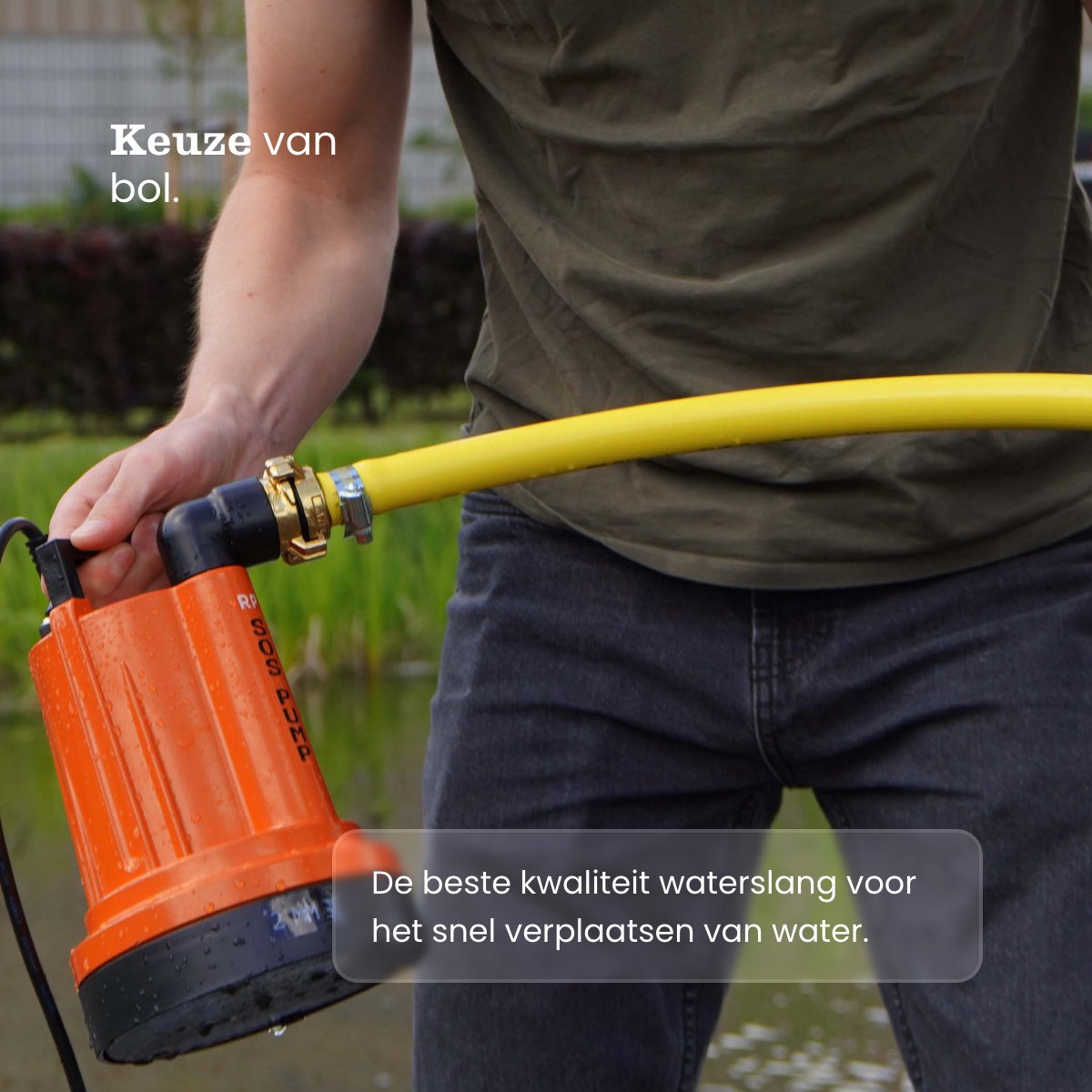 SOS PUMP ® SET Dompelpomp met Schakelaar – Vlakzuigend tot 2 mm – Inclusief 25 m Tuinslang 1/2” (13 mm), Snelkoppelingen & Terugslagklep – Dweilpomp – Vlakzuiger – Kelder – Wateroverlast – foto 7