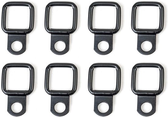 8 Stuks D-ring Bevestigingsogen – Stevige Sjorogen Voor Aanhanger, Vrachtwagen, Camper & Boot, Max. 100 Kg Per Ring, Zwart Gecoat Ijzer