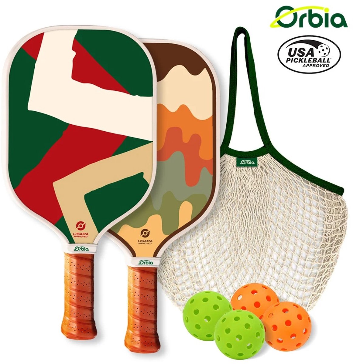 Orbia Pickleball set - 2 Pickleball Paddles - Inclusief ballen en tas - Voldoet aan USA Pickleball richtlijnen