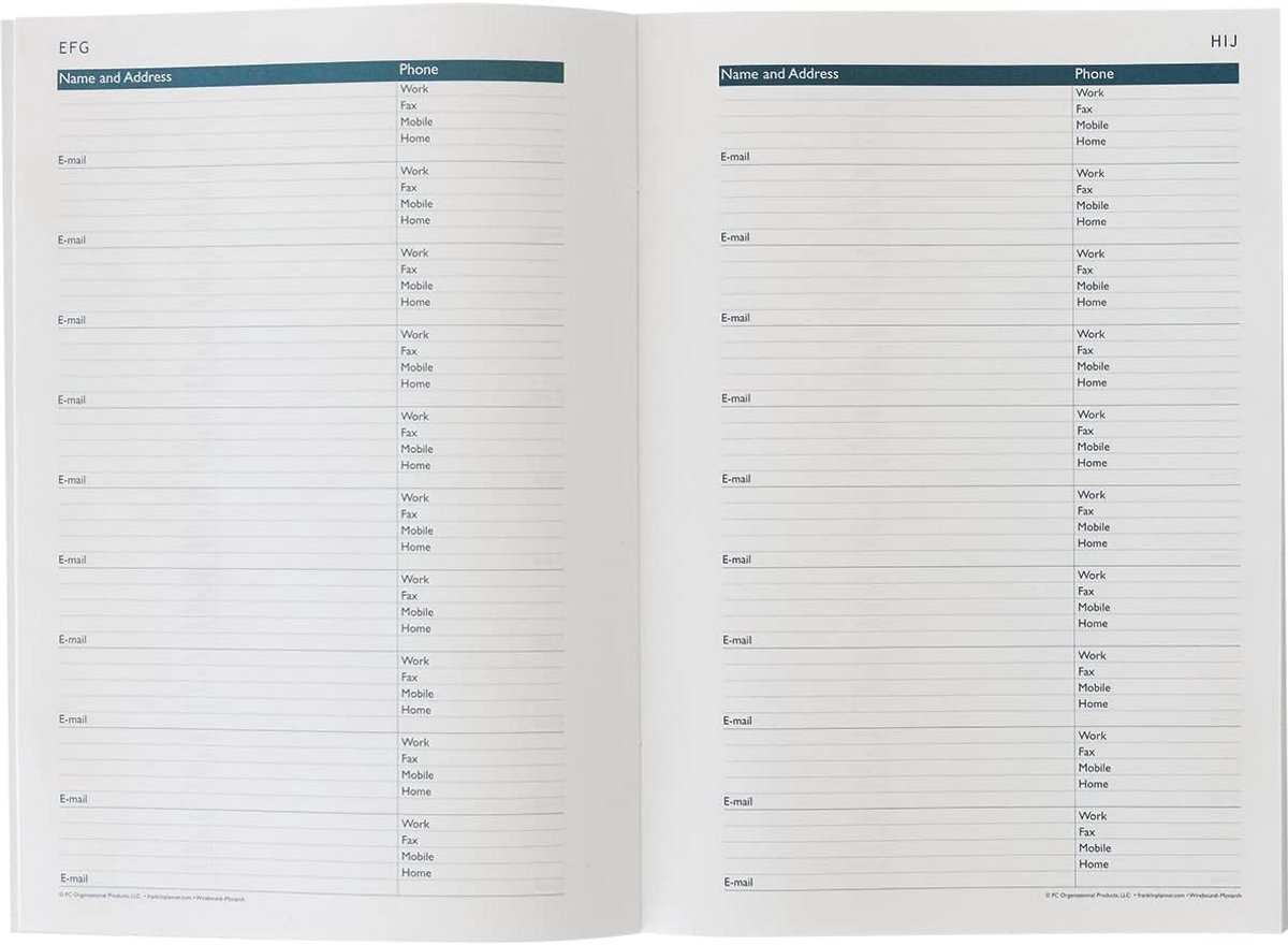 Adres-Telefoonboekje voor Draadgebonden Planner - Kompas