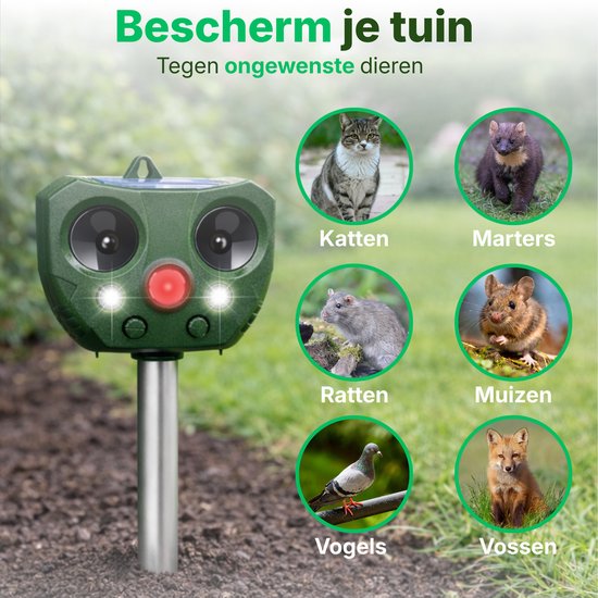 Liveno® Ultrasone Dierenverjager - Répulsif à chats - Répulsif à martes voiture - Répulsif à souris - Répulsif ultrasone - Marte des rochers - Répulsif à chats pour le jardin