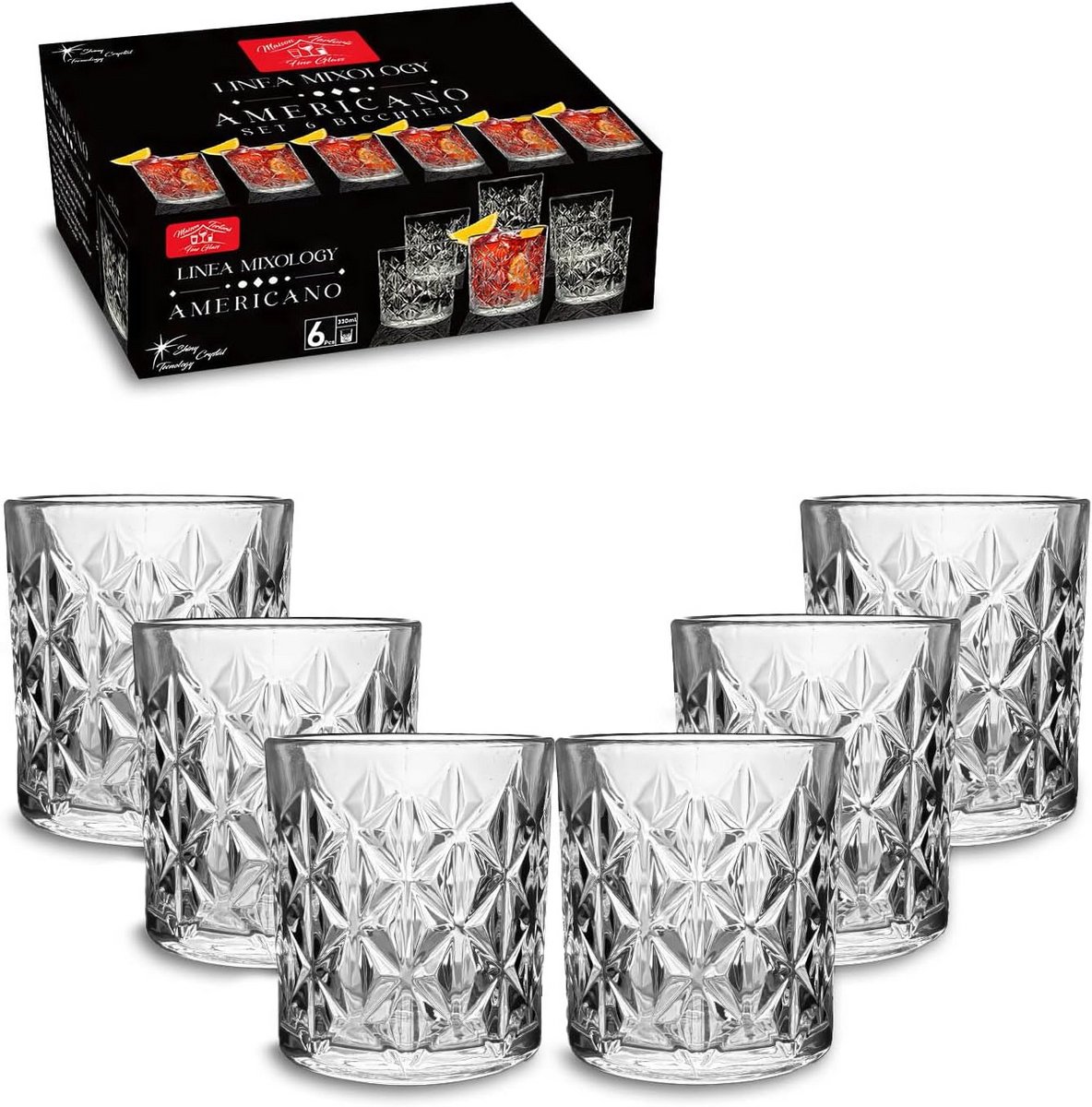Set van 6 Old Fashioned glazen voor cocktails en gin tonic