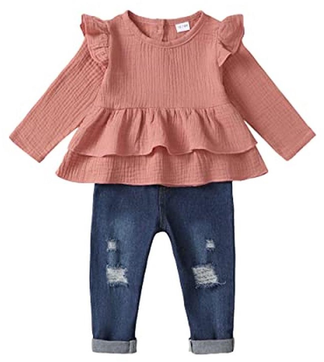 Kledingset voor Baby en Peuter Meisjes - Ruche Top met Lange Mouwen en Broek - Herfst en Winter Outfits 9M-4T
