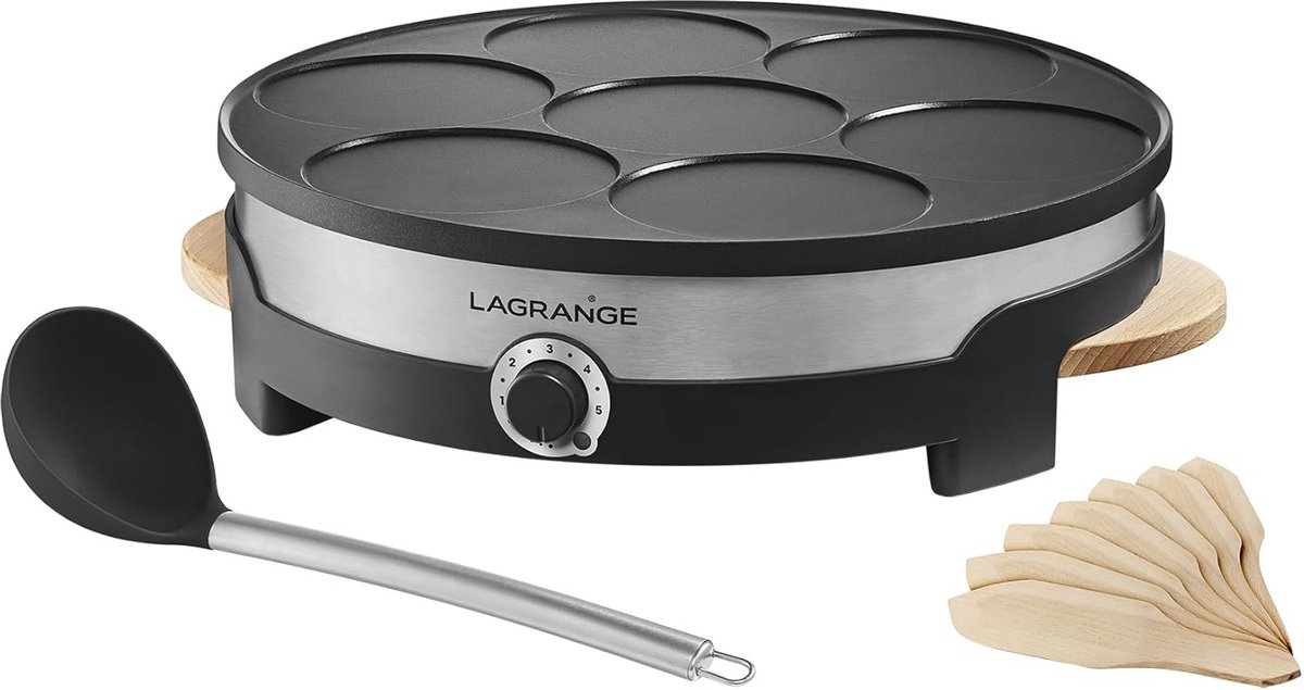 Elektrische Crêpes-pan voor 7 Mini-Pannenkoeken met Afneembare Anti-aanbakplaat