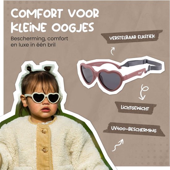 Zonnebril voor Baby's 0-2 Jaar - UV400 Gepolariseerde Glazen met Flexibel Montuur & Verstelbaar Elastiek - Hartvormig, Veilig & Comfortabel — afbeelding 5