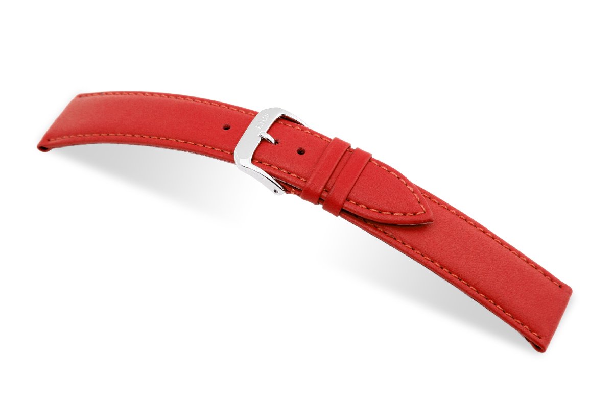 Lederband Arezzo 28mm rood, glad