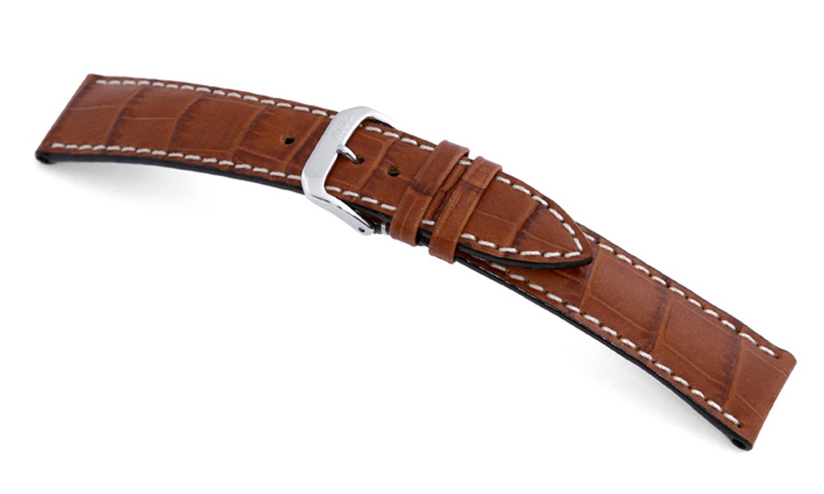 Lederband Tupelo 19mm cognac met Alligatorprint
