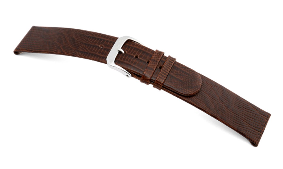 Lederband Santa Cruz 18mm mokka met Teju-Hagedisprint