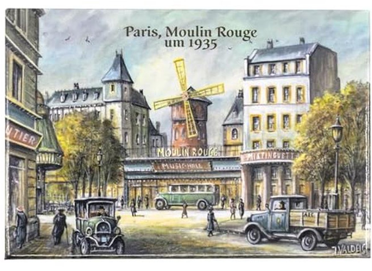 Koelkastmagneet Parijs - Moulin Rouge 1935 - Souvenir Frankrijk voor Decoratie