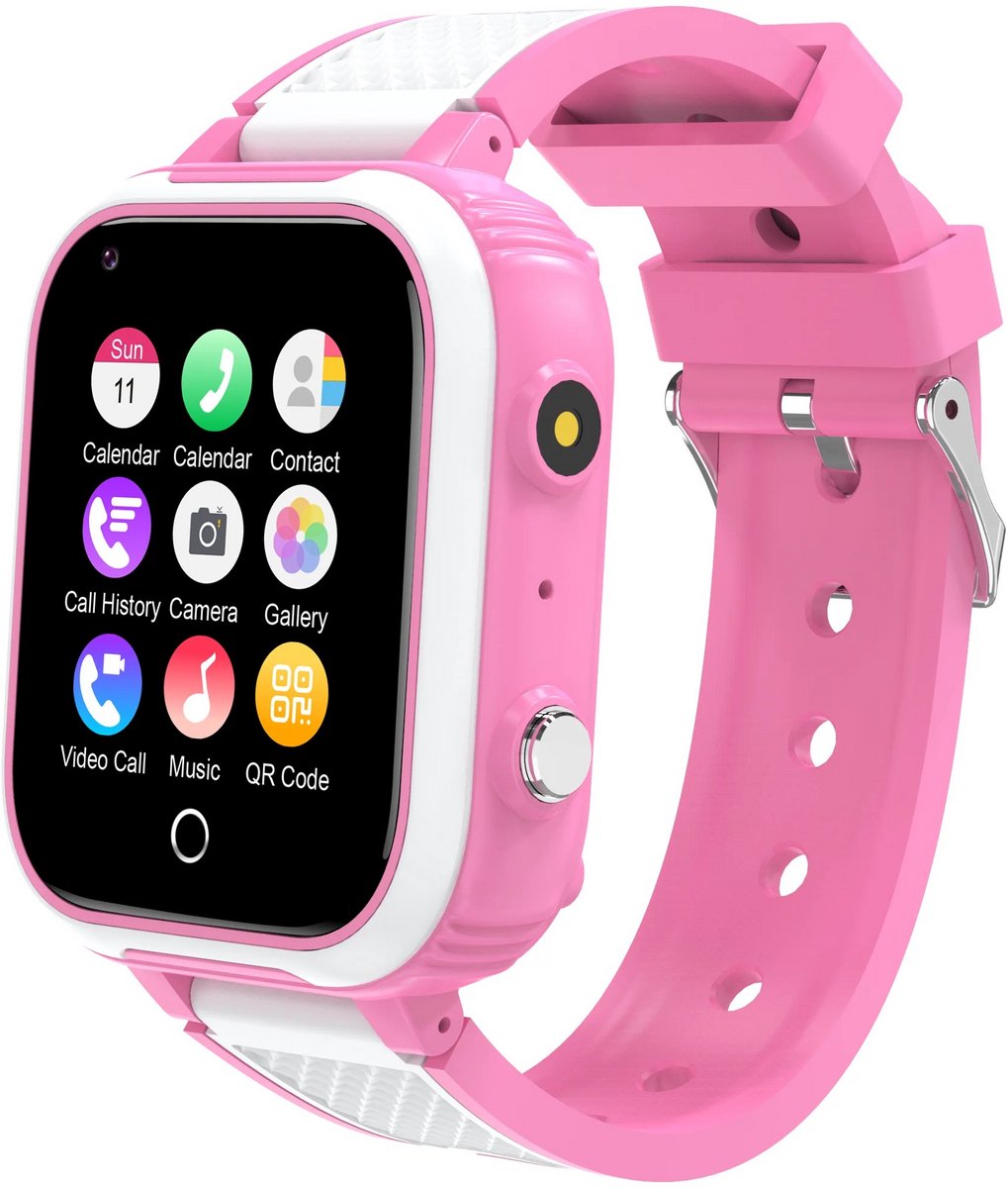 DrPhone KidsTimeX15 – 4G Kinder Smartwatch met GPS Tracker – Videobellen – WhatsApp – IP67 – SOS – 1.44” Touchscreen – Stappenteller – Nederlandse Mobiele App – 1GB+8GB – Roze