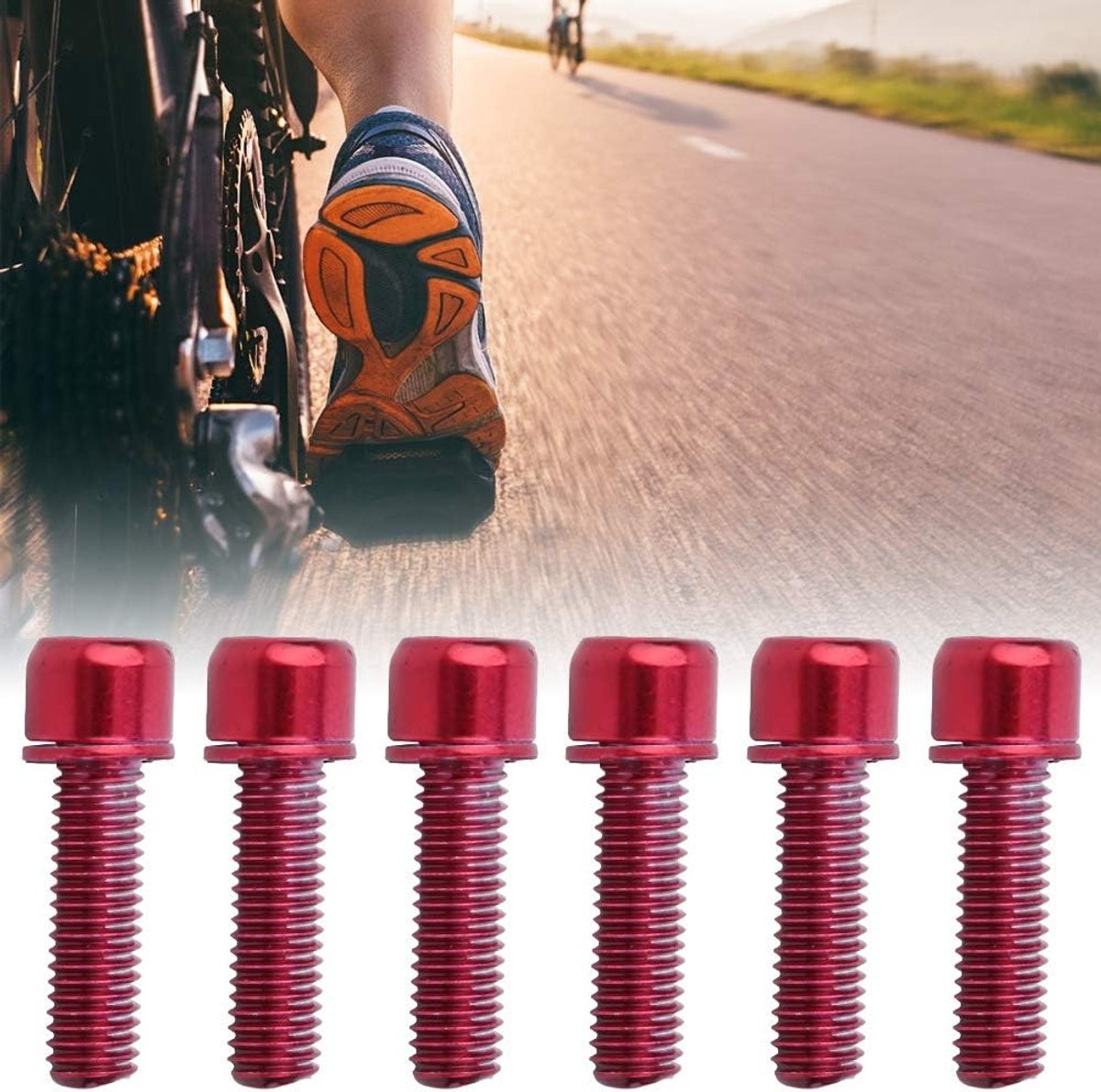 Stem Bolts - M5x18mm - Alloy Bicycle Stem Screw - Hex Screw - Stem Parts voor Fietsen - Rood thumbnail 6