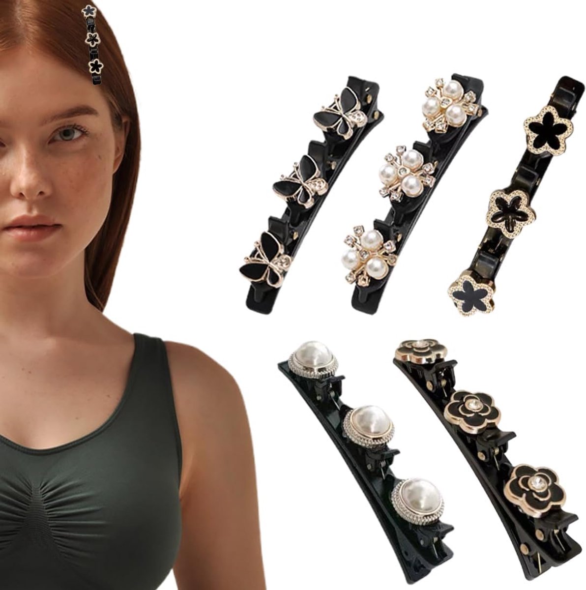 Flower Hair Clip - 5 Pieces - Chic Haaraccessoires voor Vrouwen - Crystal Stone Haarspelden