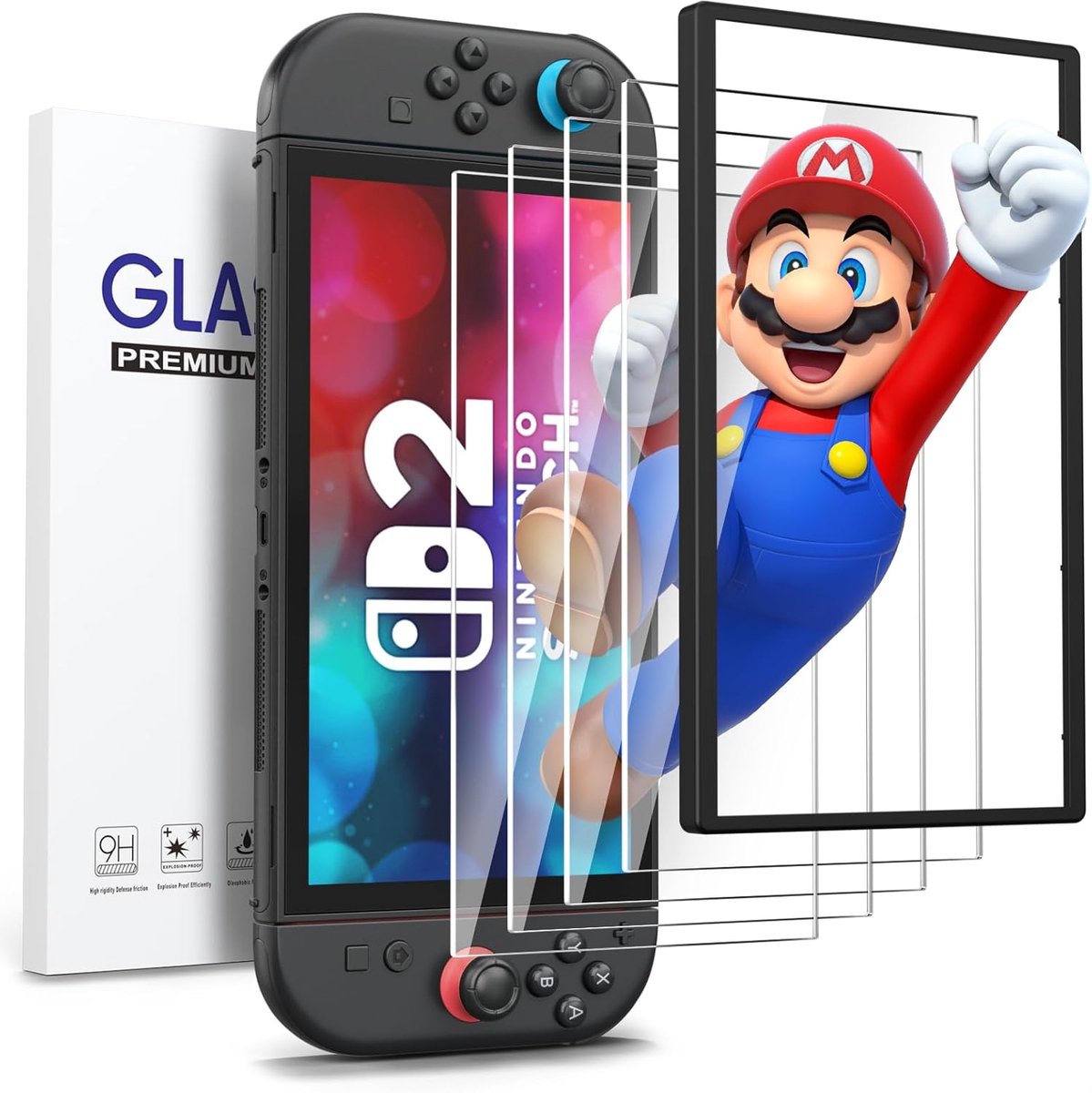 Gehard glas voor Nintendo Switch 2 2025 - 9H hardheid - gehard aluminium - pantserglas met montageframe - volledige installatiekit - luchtbelvrij - krasbestendig - Ultra HD voor Nintendo Switch2 2025