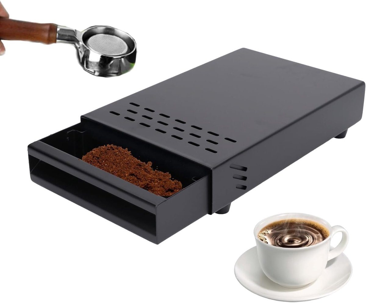 Drawer Type Coffee Grounds Container - RVS - Thuis Koffie Grondhouder (Zwart)