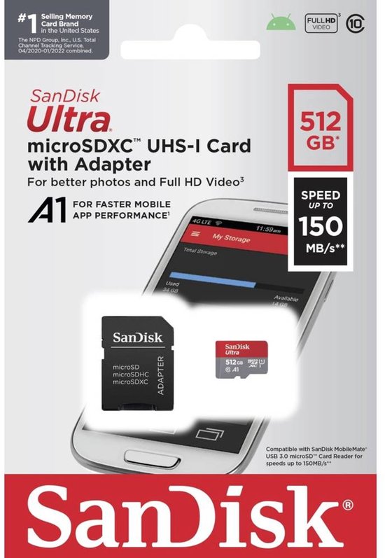 SANDISK Ultra - MicroSDXC - 512GB - 150mb/s