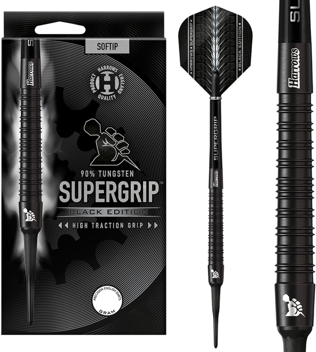 Harrows Supergrip Black 90% - Soft Tip Darts