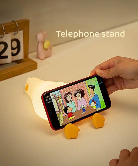 Eend Siliconen Nachtlamp - Zachte Baby Nachtlamp voor Slapen & Borstvoeding - Perfect Kraamcadeau - Tik & Knijp Bedieningsfunctie van Eend — afbeelding 2