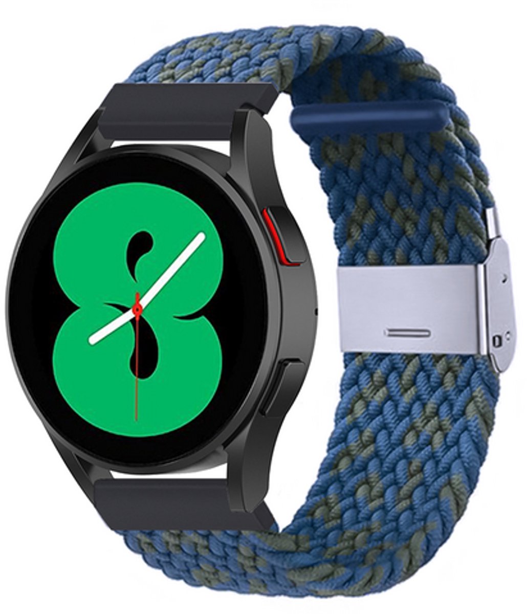 By Qubix - Braided nylon bandje - Blauw / groen gemêleerd - geschikt voor Huawei Watch 5 - 46mm