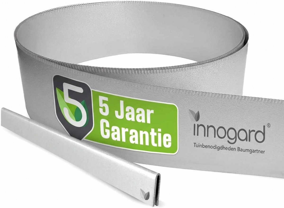 Innogard gegalvaniseerde metalen gazonrand L15 m H20 cm – Flexibele randafwerking 1 mm dik, gazonrand voor het afbakenen van tuinbedden.