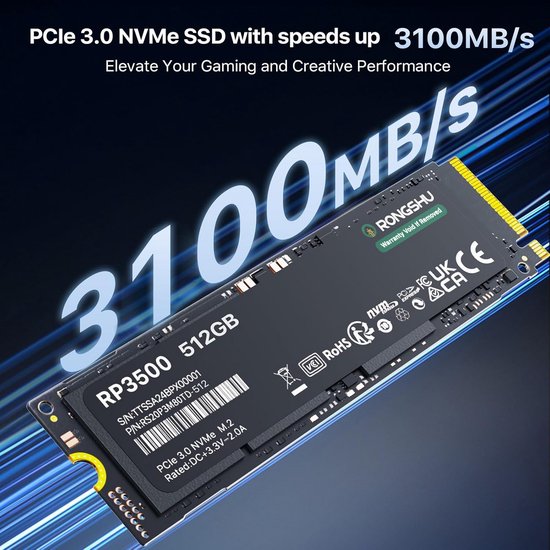 Interne SSD - M.2 Opslag - Computer Upgrade - PCIe Gen3x4 Snelheid - 512GB - Zwart — afbeelding 4