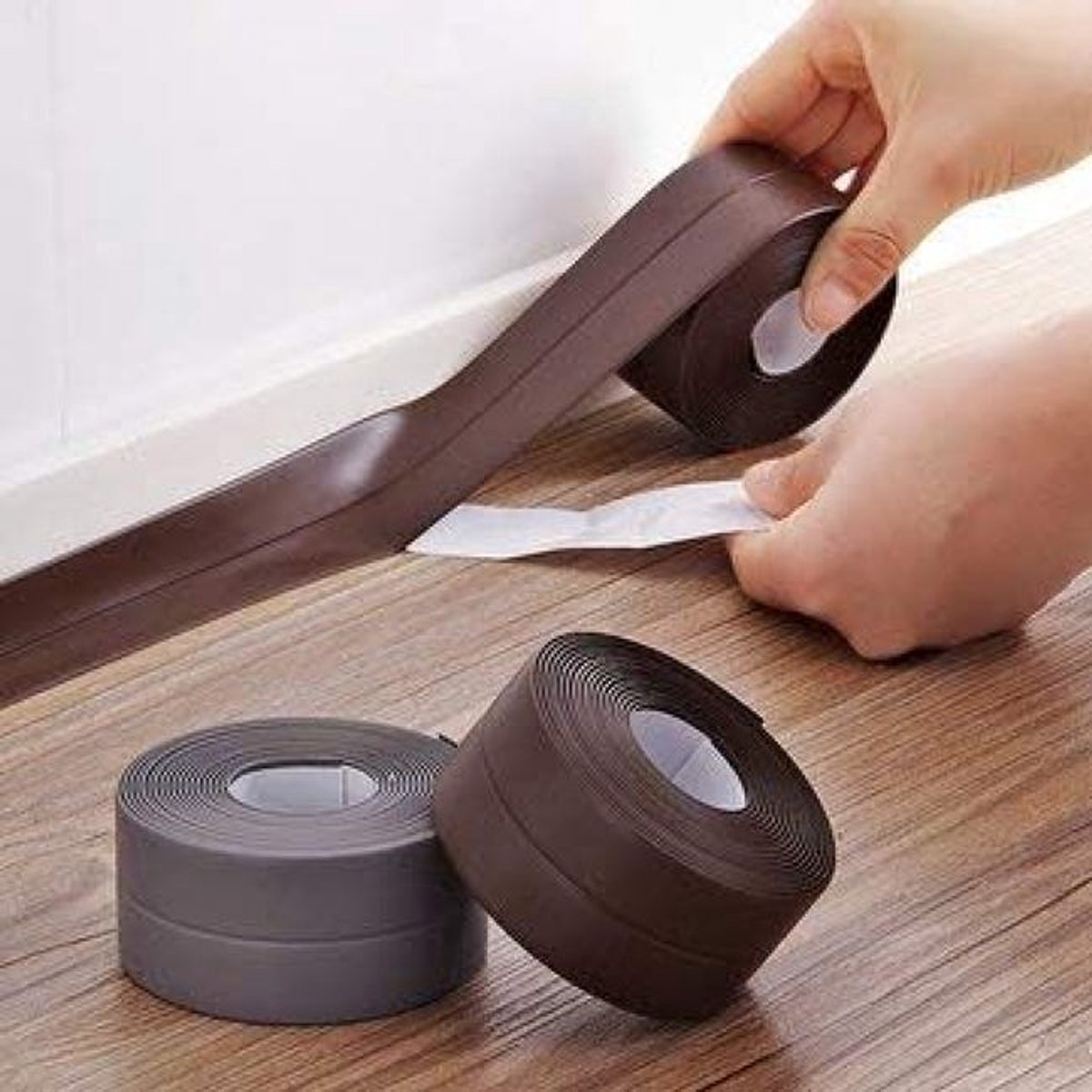 Waterdichte en schimmelwerende voegstrip voor keukens en badkamers (3,8 cm x 3,2 m) (bruin, 3 stuks)